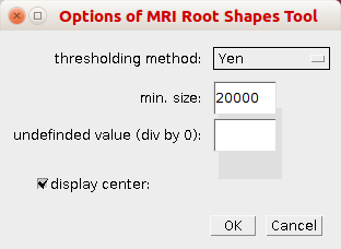 the options dialog of the root shapes tool